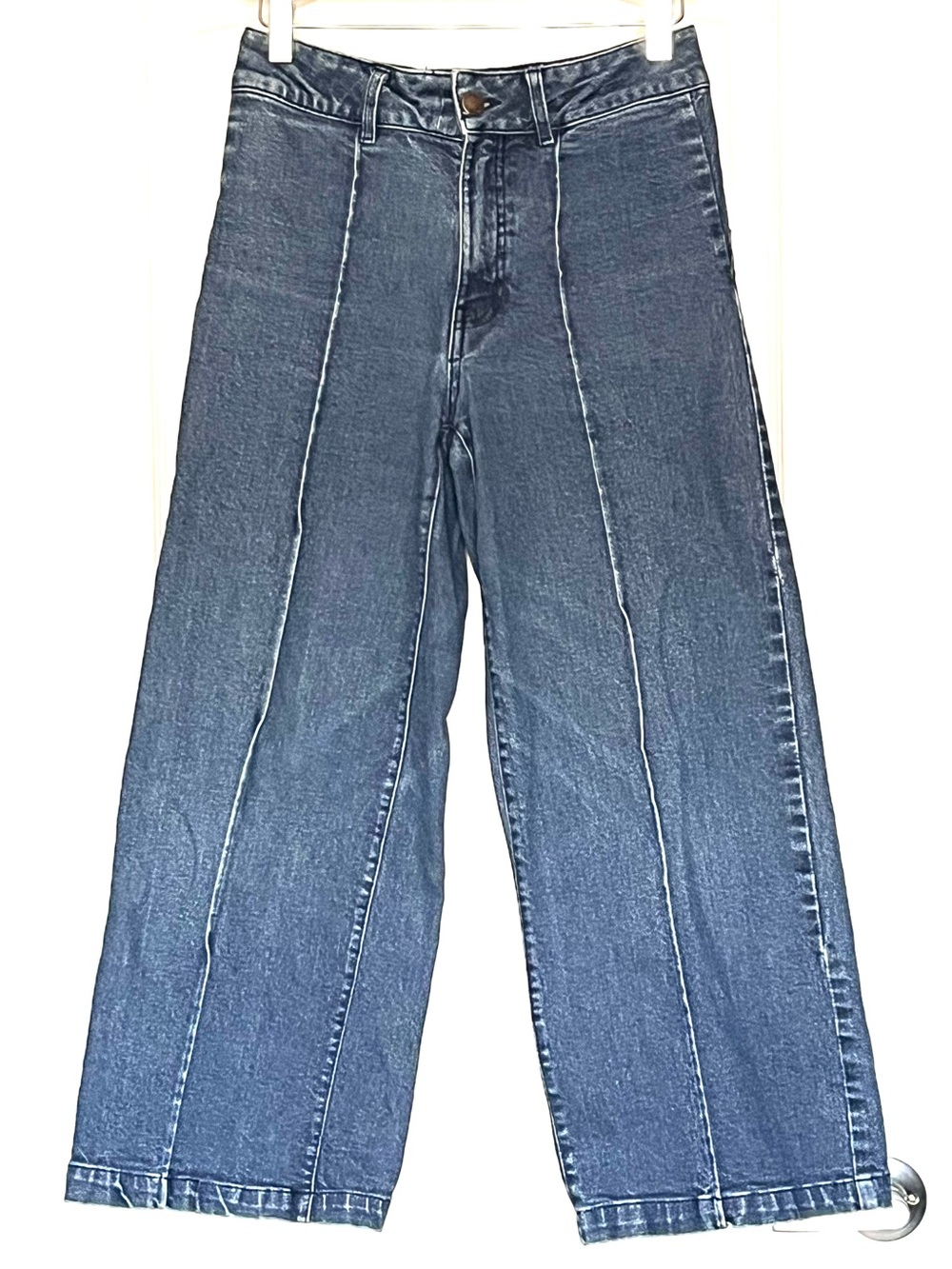 CALLIOPE Wide Leg Jeans XS Pintuck Front Seam Blue Denim Streetwear Baggy Skater